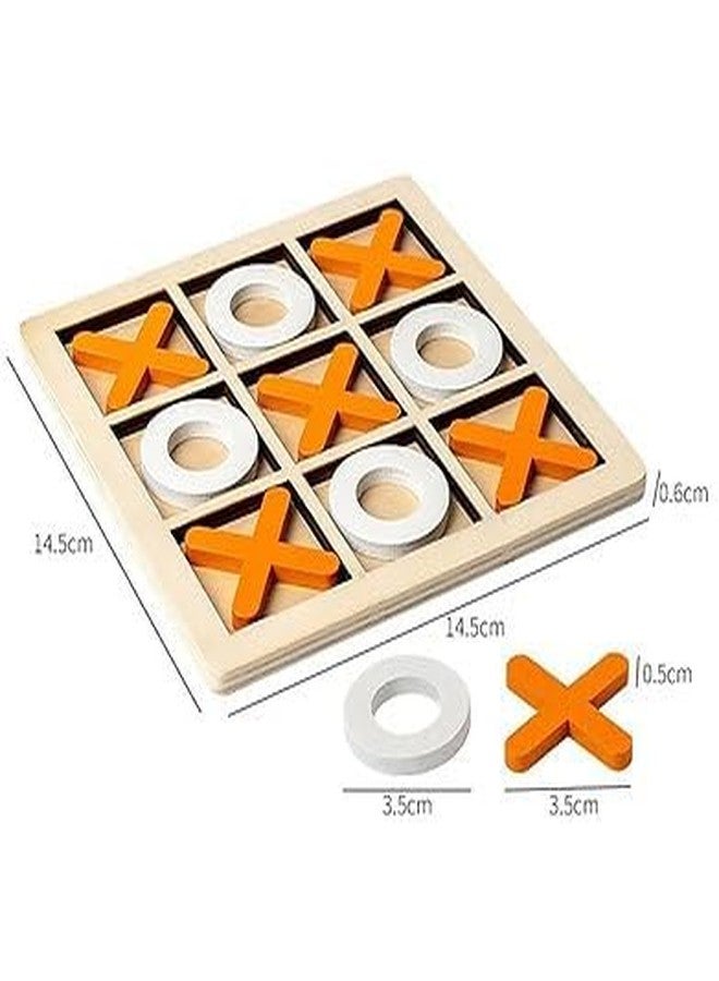 ZELVO Wooden Tic Tac Toe Classic Mind Challenging Cross & Zero Family Board Game for Kids & Adults, Multicolour (Pack of 1) - Image 2